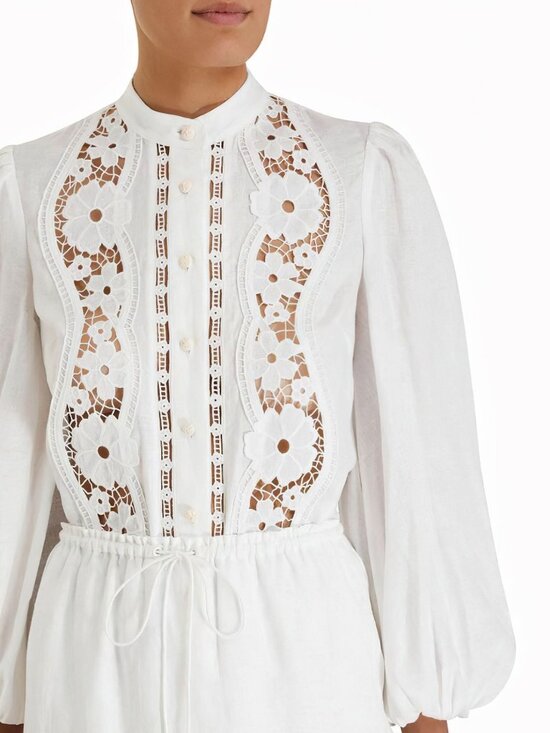 Zimmermann Halcyon Broderie Shirt White US 8 - Picture 15 of 15
